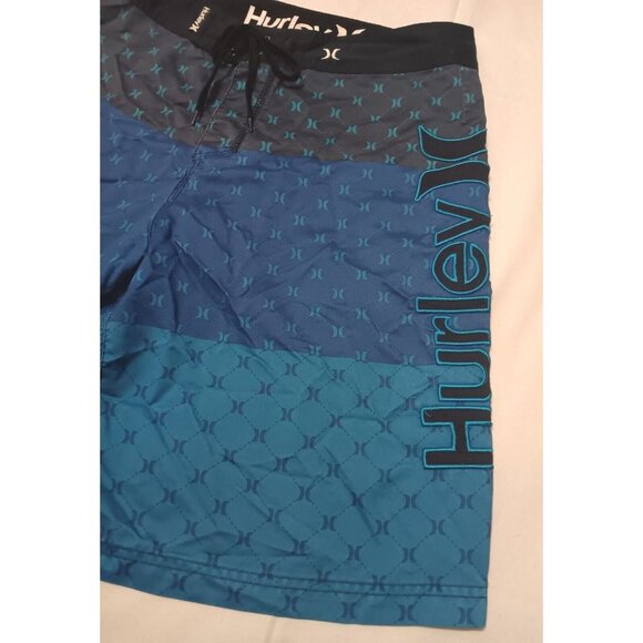 HURLEY Logo Board Shorts 32 Swim Trunks Pocket Surf Blue - Picture 3 of 9
